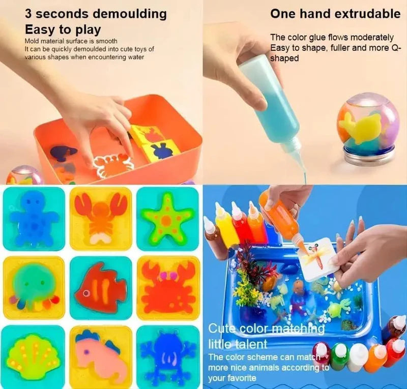 "Portable Craft Kit for Kids – Create 3D Magic Water Elves with Vibrant Colors"
