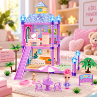 Purple Dream Villa Doll House with Light