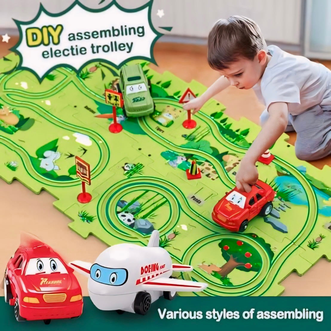 "Puzzle Track Flexible Railway Car Toy for Kids with Customizable Tracks, Lights, and Music – Educational STEM Toy in Pakistan"
