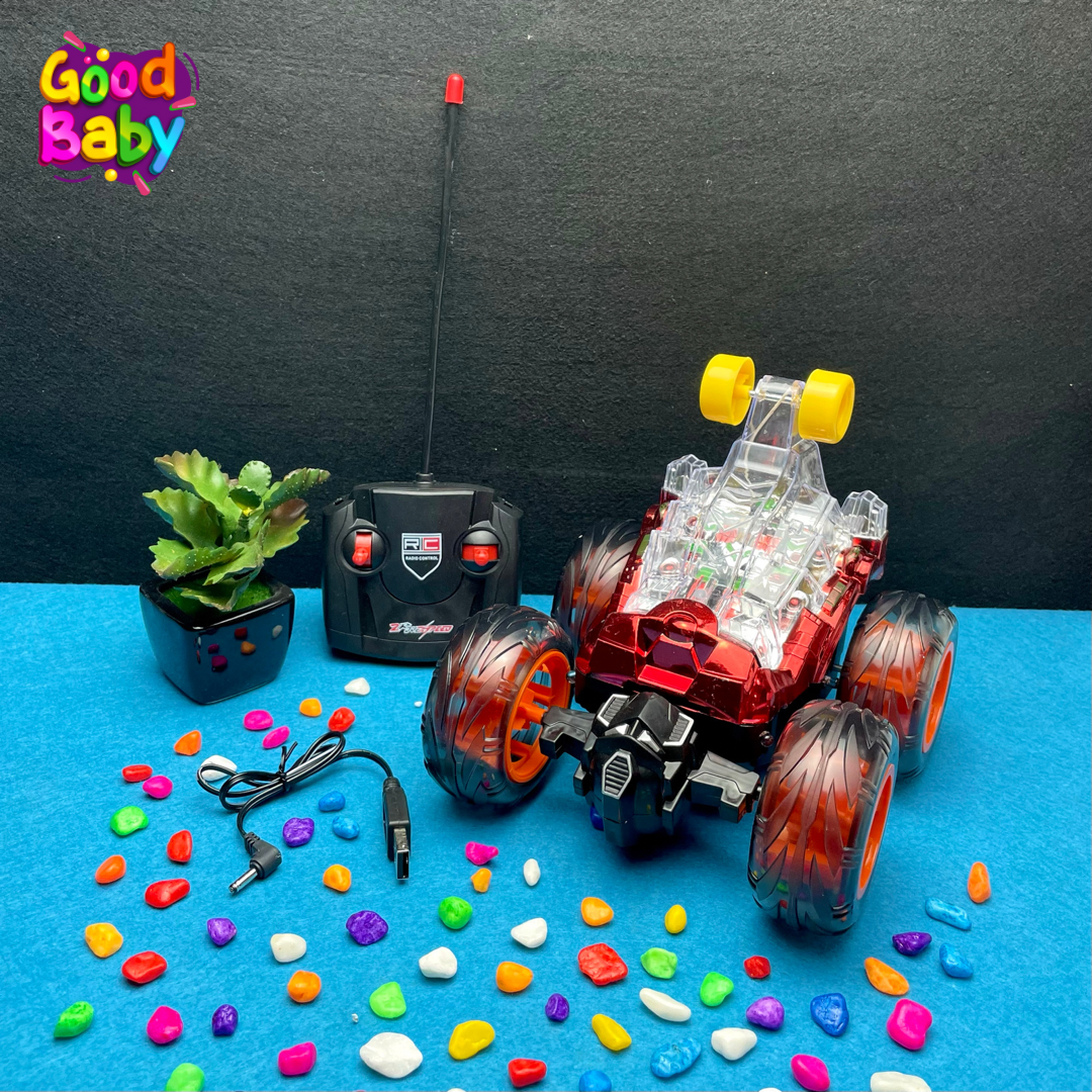 "Electric RC Stunt Car with Flashing Lights and Music for Kids – Best Remote Control Toy Car for Boys and Girls in Pakistan"

