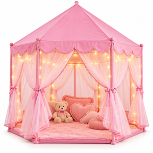 Pink princess tent house for kids with fairy lights - play house tent for girls, best tent house price in Pakistan at GoodBaby toy store